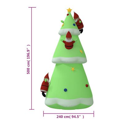 vidaXL Inflatable Christmas Tree with LEDs 196.9"