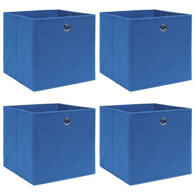 vidaXL Storage Boxes 4 pcs Blue 12.6"x12.6"x12.6" Fabric