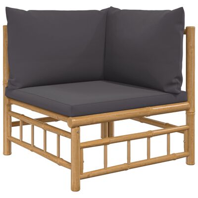 vidaXL 6 Piece Patio Lounge Set with Dark Gray Cushions Bamboo