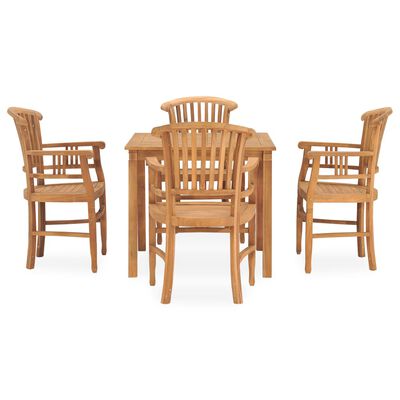 vidaXL 5 Piece Patio Dining Set Solid Teak Wood