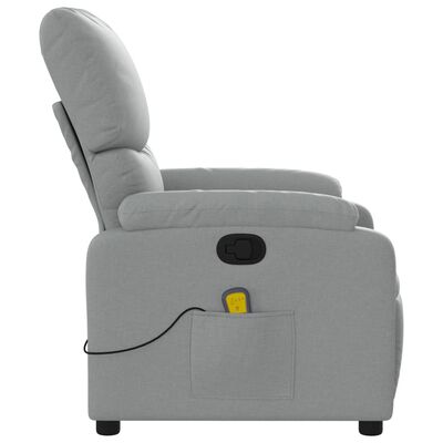 vidaXL Massage Recliner Chair Light Gray Fabric