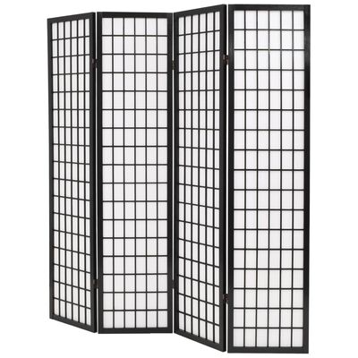 vidaXL Folding 4-Panel Room Divider Japanese Style 63"x66.9" Black