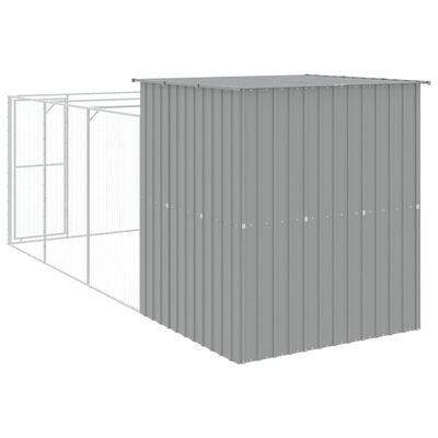 vidaXL Dog House with Run Light Gray 65"x179.1"x71.3" Galvanized Steel