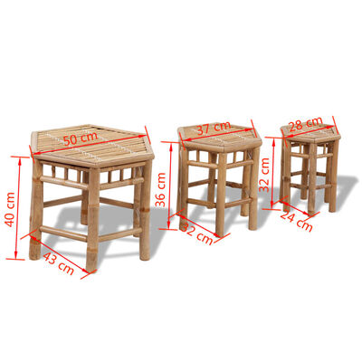 vidaXL Patio Stools 3 pcs Bamboo