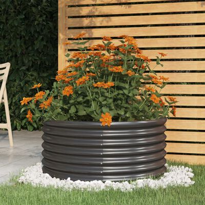 vidaXL Garden Planter Powder-coated Steel 31.5"x31.5"x14.2" Anthracite