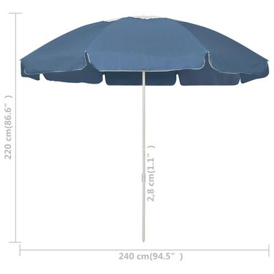 vidaXL Beach Parasol Blue 94.5"