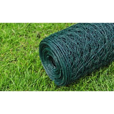 vidaXL Chicken Wire Fence with PVC Coating 82'x1.6' Green