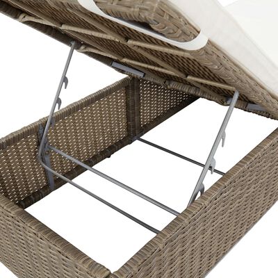 vidaXL Sunlounger Poly Rattan Brown and Cream White