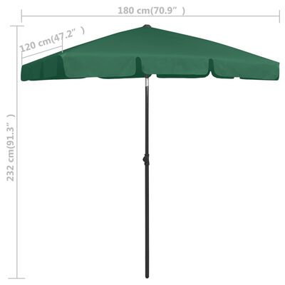 vidaXL Beach Parasol Green 70.9"x47.2"