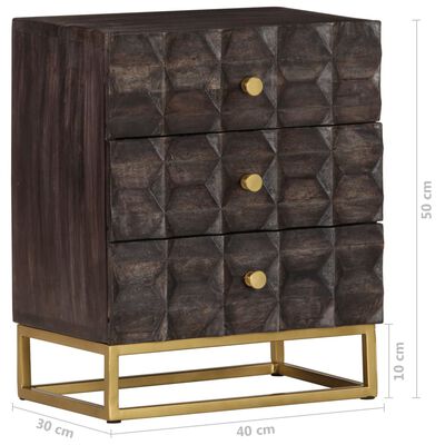 vidaXL Bed Cabinet Black 15.7"x11.8"x19.7" Solid Mango Wood