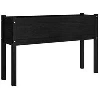 vidaXL Garden Planter Black 43.3"x12.2"x27.6" Solid Wood Pine