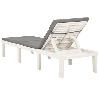 vidaXL Sun Lounger with Cushion Plastic White