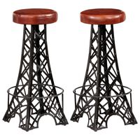 vidaXL Bar Stools 2 pcs Real Leather