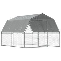 vidaXL Bird Cages 2 pcs with Roof and Door Silver Galvanized Steel