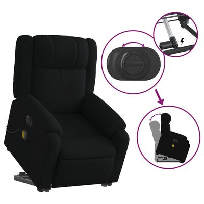 vidaXL Electric Stand up Massage Recliner Chair Black Fabric