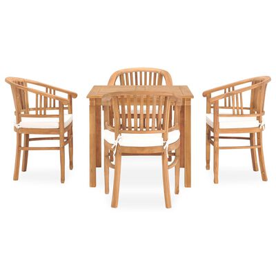 vidaXL 5 Piece Patio Dining Set with Cushions Solid Teak Wood