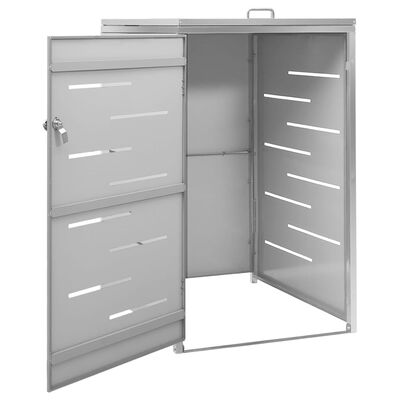 vidaXL Single Wheelie Bin Shed 27.2"x30.5"x44.3" Stainless Steel