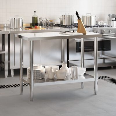 vidaXL Kitchen Work Table 43.3"x21.7"x33.5" Stainless Steel