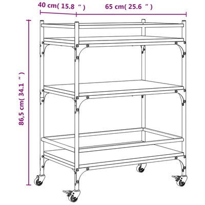 vidaXL Kitchen Trolley Black 25.6"x15.7"x34.1" Engineered Wood