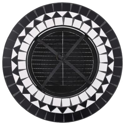 vidaXL Mosaic Fire Pit Table Black and White 26.8" Ceramic