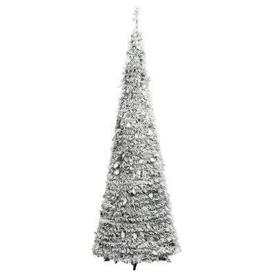 vidaXL Artificial Christmas Tree Pop-up Flocked Snow 150 LEDs 70.9"