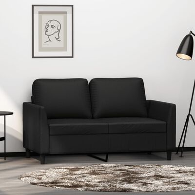 vidaXL 2-Seater Sofa Black 47.2" Faux Leather