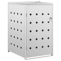 vidaXL Single Wheelie Bin Shed 63.4 gal Stainless Steel