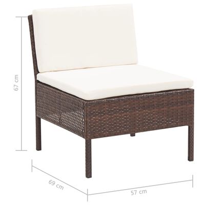 vidaXL 8 Piece Patio Lounge Set with Cushions Poly Rattan Brown