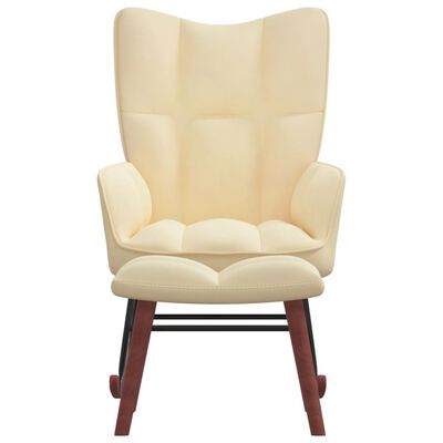 vidaXL Rocking Chair with a Stool Cream White Velvet