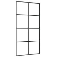 vidaXL Sliding Door Frosted ESG Glass and Aluminum 40.4"x80.7" Black