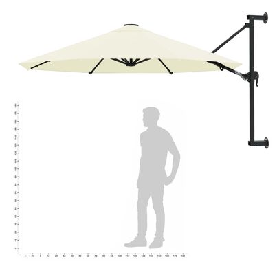 vidaXL Wall-Mounted Parasol with Metal Pole 118.1" Sand