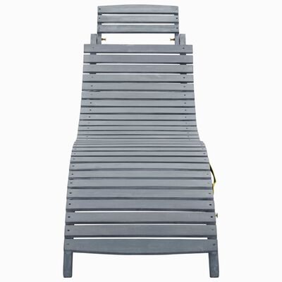 vidaXL Sun Lounger with Cushion Gray Solid Acacia Wood