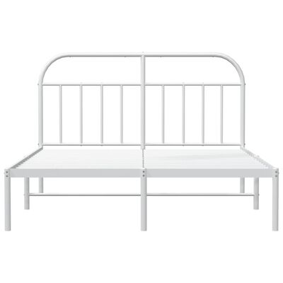 vidaXL Metal Bed Frame without Mattress with Headboard White 72"x83.9"