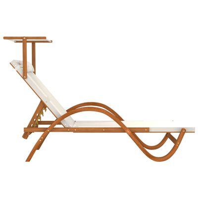 vidaXL Sun Lounger with Canopy White Textilene and Solid Wood Poplar