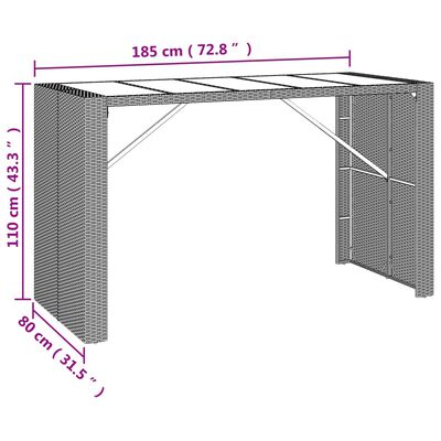 vidaXL 7 Piece Patio Bar Set with Cushions Black Poly Rattan