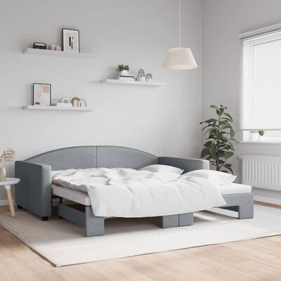 vidaXL Daybed with Trundle without Mattress Light Gray 39.4"x74.8"