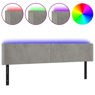 vidaXL LED Headboard Light Gray 72"x6.3"x30.7"/34.6" Velvet