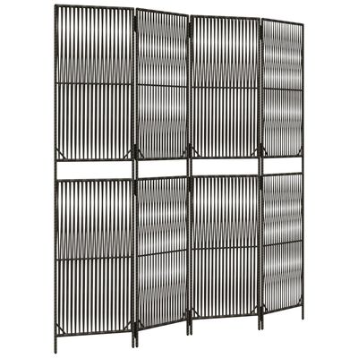 vidaXL Room Divider 4 Panels Gray Poly Rattan