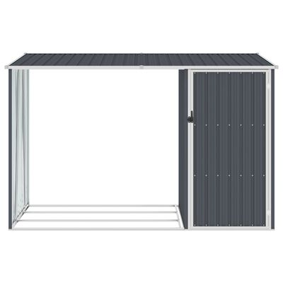 vidaXL Garden Firewood Shed Anthracite 96.5"x38.6"x62.6" Galvanized Steel