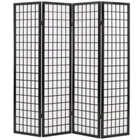 vidaXL Folding 4-Panel Room Divider Japanese Style 63"x66.9" Black