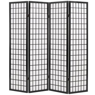 vidaXL Folding 4-Panel Room Divider Japanese Style 63"x66.9" Black