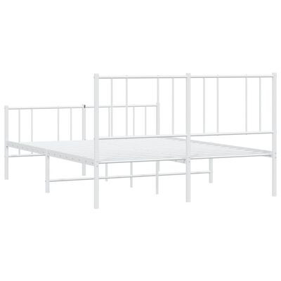 vidaXL Metal Bed Frame without Mattress with Footboard White 59.1"x78.7"