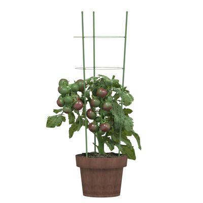 vidaXL Garden Plant Supports with 3 Rings 5 pcs Green 23.6" Steel