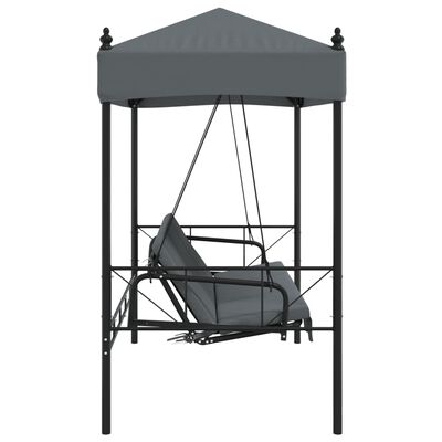 vidaXL Patio Swing Bench with Canopy Dark Gray Steel