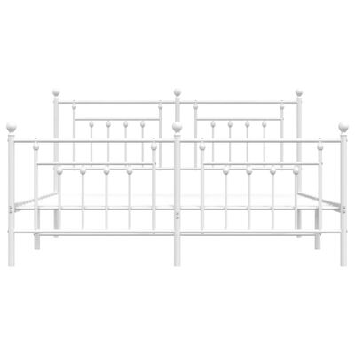 vidaXL Metal Bed Frame without Mattress with Footboard White 72"x83.9"