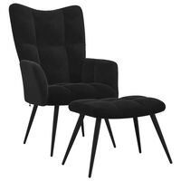 vidaXL Relaxing Chair with a Stool Black Velvet