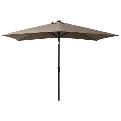 vidaXL Garden Parasol with LEDs and Steel Pole Taupe 6.6'x9.8'