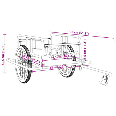 vidaXL Bike Trailer 51.2"x28.7"x19.1" Steel Black