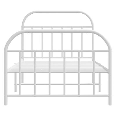 vidaXL Metal Bed Frame without Mattress with Footboard White 39.4"x78.7"