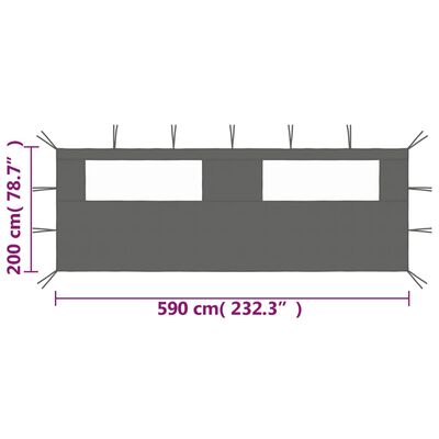 vidaXL Gazebo Sidewall with Windows 19.7'x6.6' Anthracite